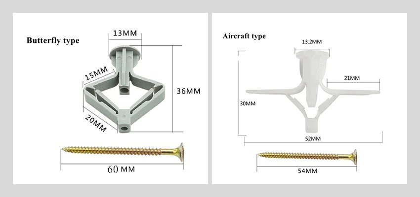 plastic toggle expansion drywall anchor details